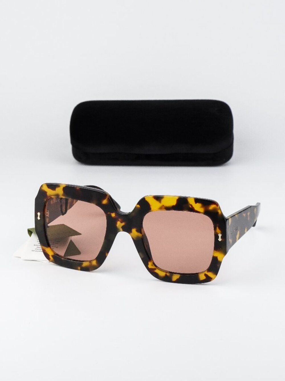 Gucci Women Sunglasses Havana Red Square GG1111S 003 NEW AUTHENTIC